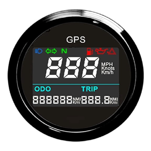 52mm Car Boat Digital GPS Speedometer Tripmeter KM MPH Knots Odometer Adjustable GPS Blind Area Odometer Compensation 12/24V
