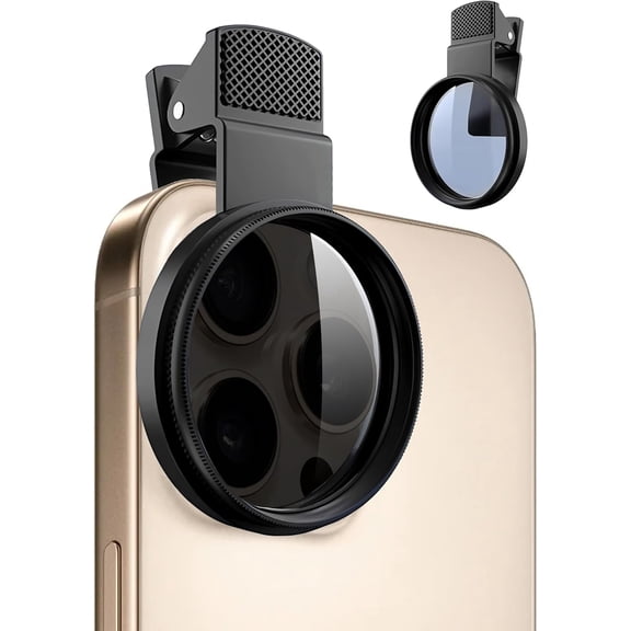 52mm Clip-On CPL Polarizing Filter for iPhone 16/15/14/13/12/11, Phone Camera Lens Kit with Universal Clip-On Adapter and Protective Case,Camera Kit