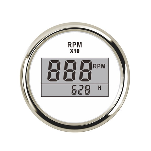 52mm Digital Tachometer 0-9990 RPM LCD Display Engine Hour Meter Gauge With Red Backlight 9-32V Fit Boat Car Truck Motorcycle ,Easy to Install