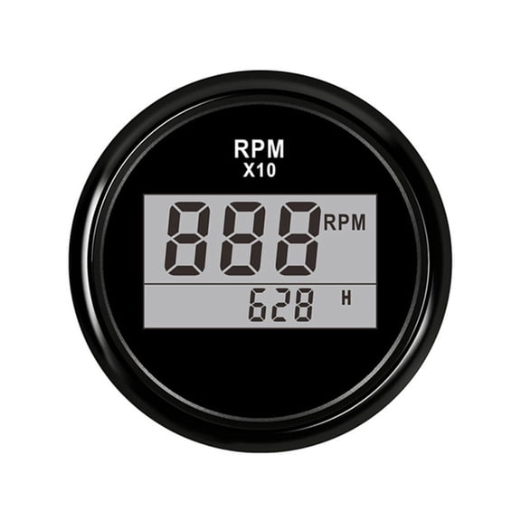 52mm Digital Tachometer 0-9990 RPM LCD Display Engine Hour Meter Gauge With Red Backlight 9-32V Fit Boat Car Truck Motorcycle ,Easy to Install