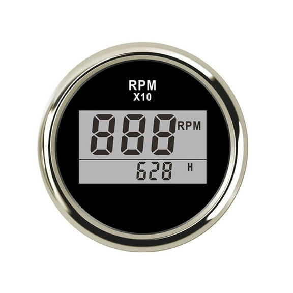 52mm Digital Tachometer 0-9990 RPM Outboard Engine Tachometer Gauge For Boat Car Truck Hour Meter LCD Gauge With Red Backlight ,Wide Application