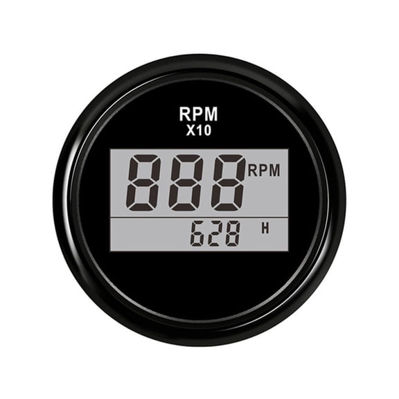 52mm Digital Tachometer 0-9990 RPM Outboard Engine Tachometer Gauge For Boat Car Truck Hour Meter LCD Gauge With Red Backlight ,Wide Application