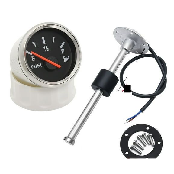 52mm Fuel Level Gauge + Fuel Level Sensor 0~190 Ohm With Red Backlight For Car Boat Motorcycle Indicator E-F Range 12-24V ,Easy Setup