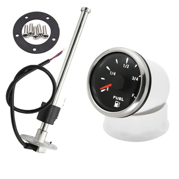 52mm Fuel Level Gauge With 100-550mm Fuel Level Sensor 7 Color Marine Boat Car Point Fuel Tank Level Meter For Oil Tank Level ,Easy Setup