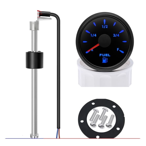 52mm Fuel Meter Auto Marine Boat Car Fuel Tank Level Gauge 0-190 Fuel Float Sensor + Fuel Level Gauge 7 Color Light - Accurate Reading