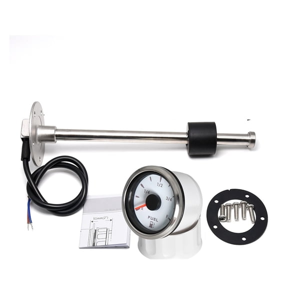 52mm Marine Boat Car Point Fuel Tank Level Gauge 0-190 Fuel Float Sensor + Fuel Level Gauge 7 Color LED Oil Tank Indicator - Accurate Reading