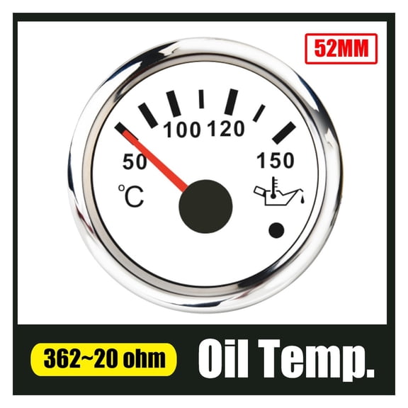 52mm Marine Car Oil Temp Gauge 50-150 Temperature Meter With Red Backlight For Motorcycle Boat Auto With Alarm 12V 24V ,Wide Application