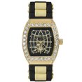 thumbnail image 1 of 52mm Montres Carlo Men's Sport Fashion Silicone Band Stones Luxury Dress Watch (Gold/Black), 1 of 1