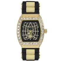 52mm Montres Carlo Men's Sport Fashion Silicone Band Stones Luxury Dress Watch (Gold/Black)