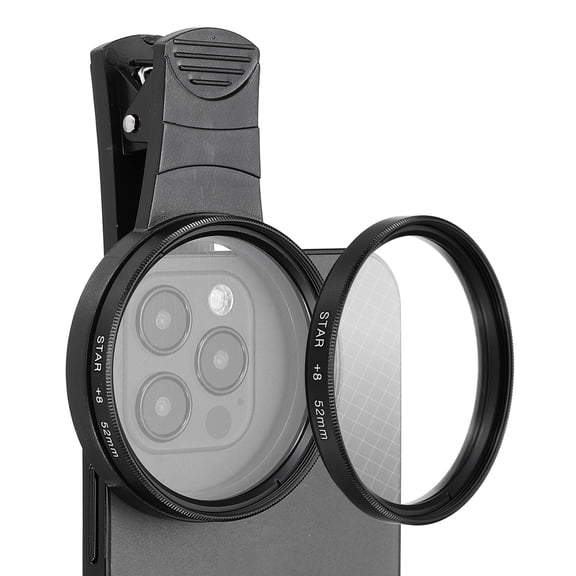 52mm Phone Camera Lens, Clip-On 8 Point Star Filter Circular Polarizing Lens for Most Smart Phones and DSLR Cameras, Black