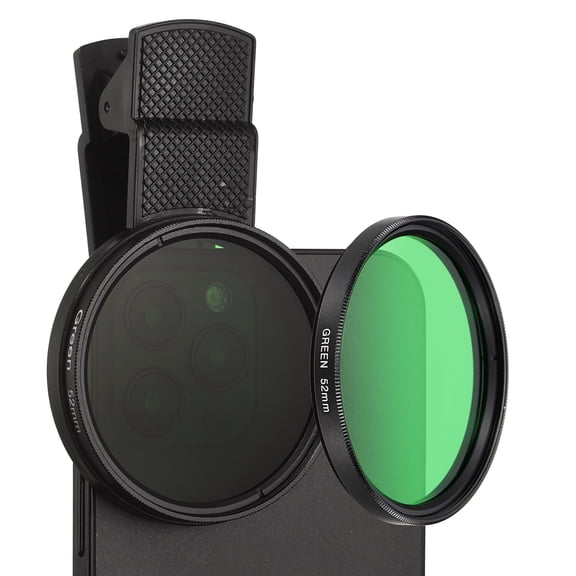 52mm Phone Camera Lens, Clip-On Full Color Filter Circular Polarizing Lens for Most Smart Phones and DSLR Cameras, Green
