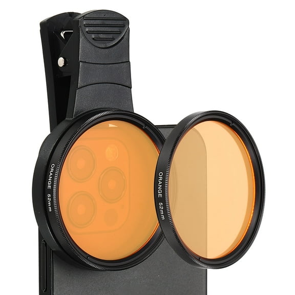 52mm Phone Camera Lens, Clip-On Full Color Filter Circular Polarizing Lens for Most Smart Phones and DSLR Cameras, Orange