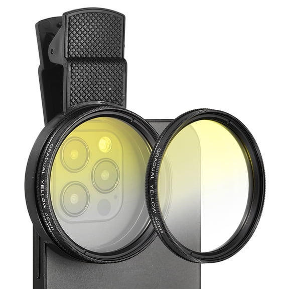 52mm Phone Camera Lens, Clip-On Graduated Color Filter Circular Polarizing Lens for Most Smart Phones and DSLR Cameras, Yellow
