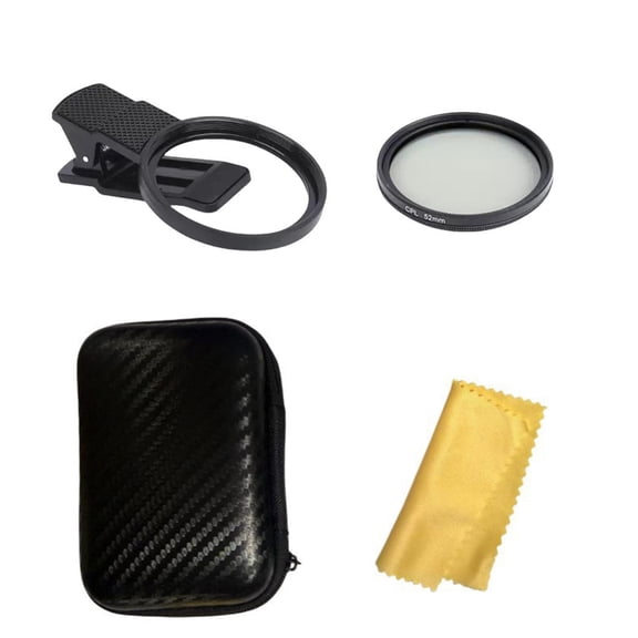 52mm Phone Camera Polarizing Lens with Storage Box & Cloth Enhances Coating for Clear