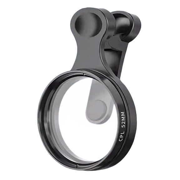 52mm Polarizing FilterClip for Smartphones - Optical Glass CPL Lens with Rotating Frame & PU Case | Universal Clip Fits Enhance Photo Quality(black#2)