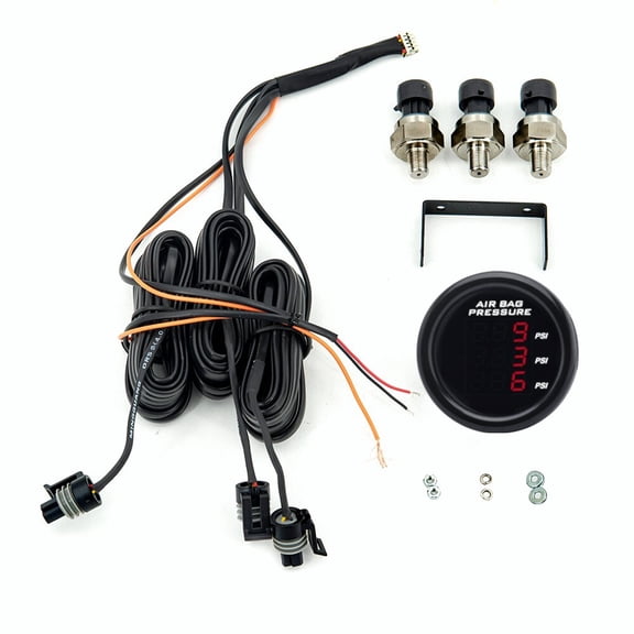 52mm Three Display Air Pressure Gauge Air Suspension Gauge Red LED0-220PSI