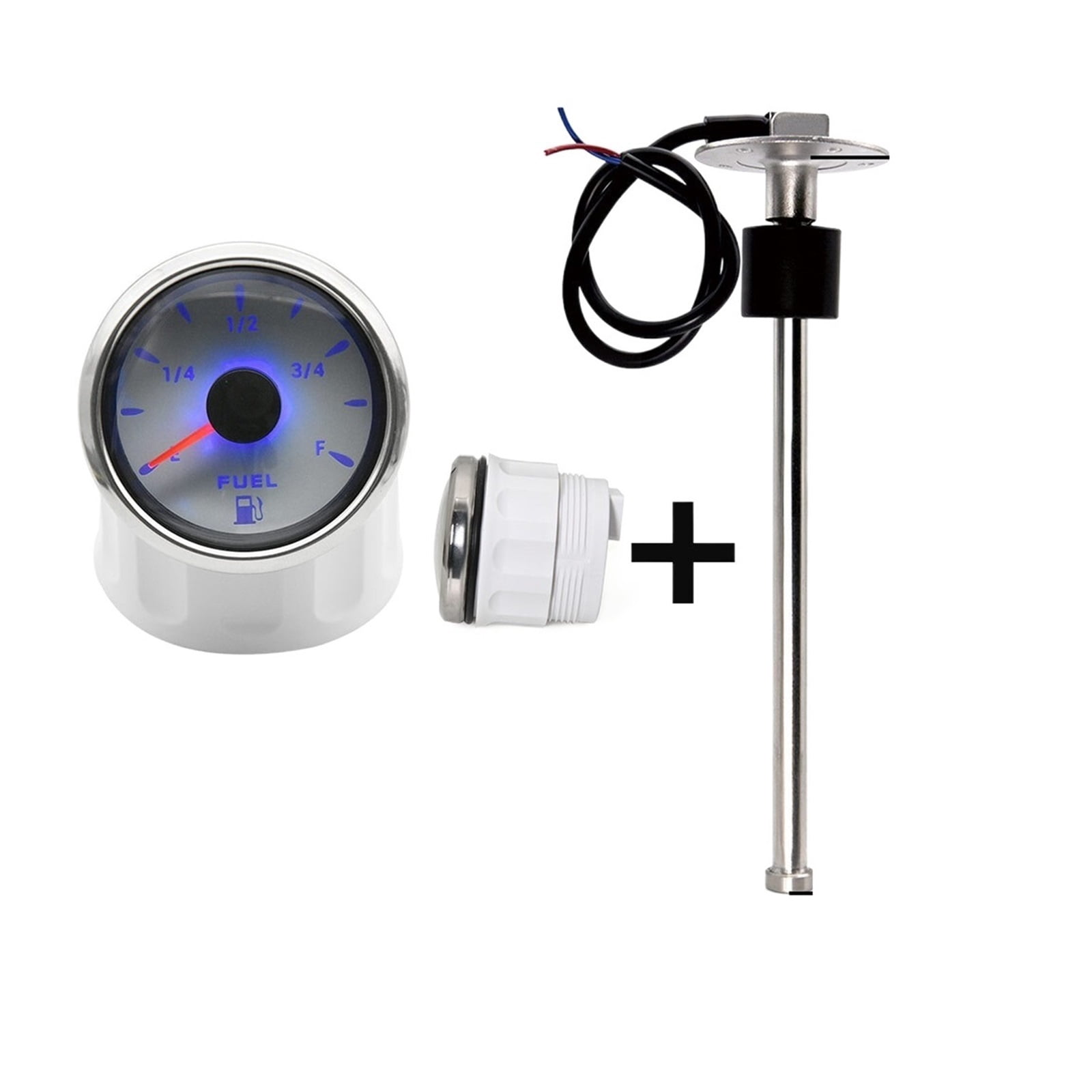 Tankanzeige 52 Mm – 0–190 Ohm / 240–33 Ohm, 7-Farben-Licht, IP67, Edelstahl – Für Auto, Boot, Wohnmobil
