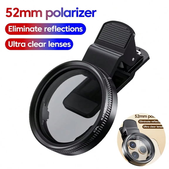 52mm Universal Round CPL Polarizing Lens Filter Kit, Portable Camera Lens Accessory For iPhone 16 15 14 13