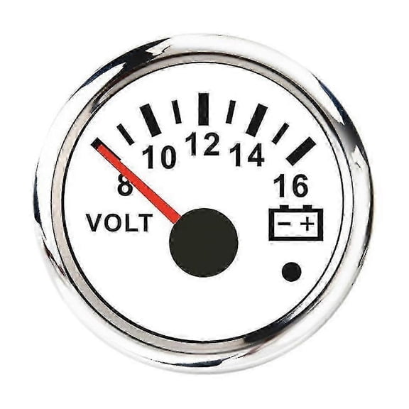52mm Voltmeter Meter 8-16 Volt Voltage Gauge For Marine Yacht White
