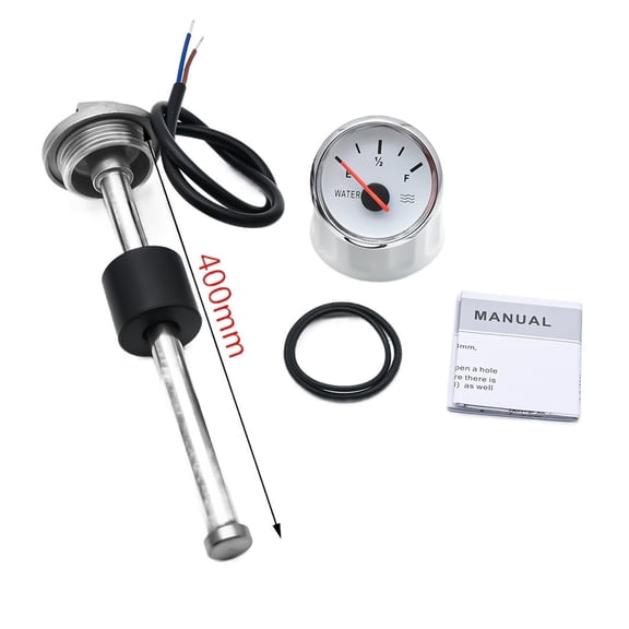 52mm Water Level Gauge +100-600mm Water Level Sensor 0-190 Ohm Fit Boat Car Fuel Level Gauge Meter With Red Backlight 9-32V ,High Precision