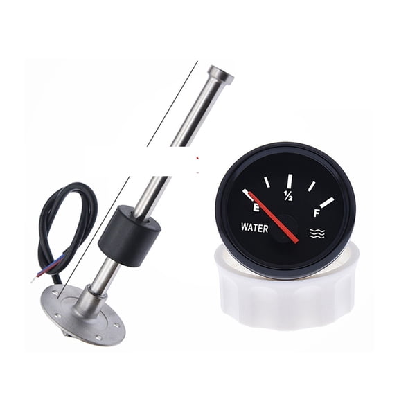 52mm Water Level Gauge Water Level Sensor 0~190 Ohm With Red Backlight For Car Boat Motorcycle Indicator E-F Range ,Compact & Sturdy