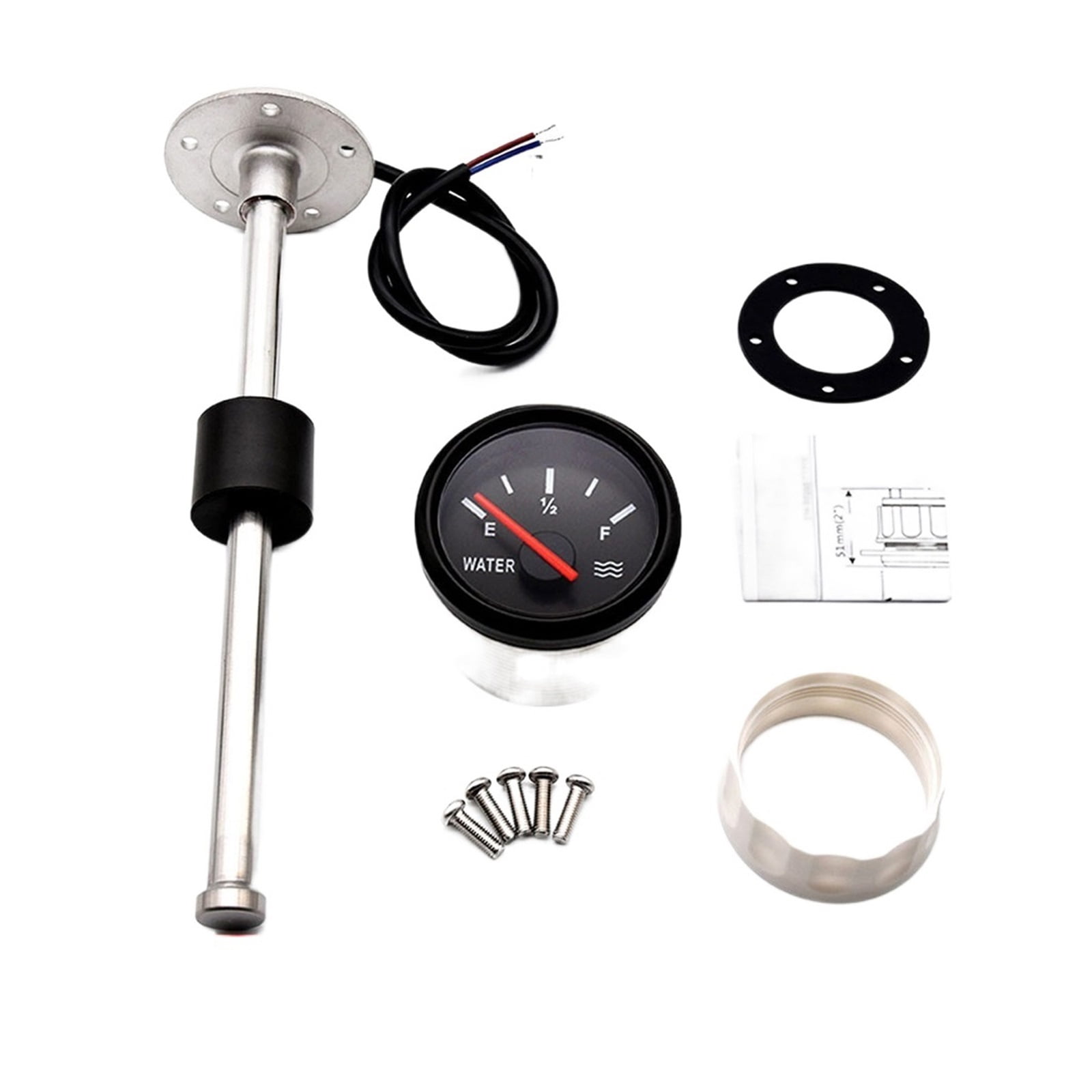 52mm Water Level Gauge + Water Level Sensor 0~190 Ohm With Red ...