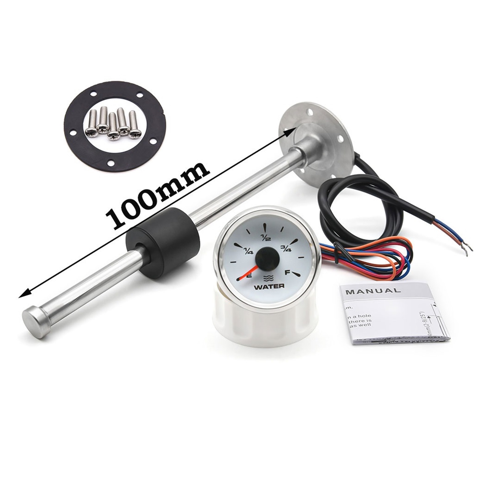 Jauge De Niveau Carburant 52mm - 240-33 Ohm - Rétroéclairage Rouge/Jaune - Étanche IP67 - 12V/24V