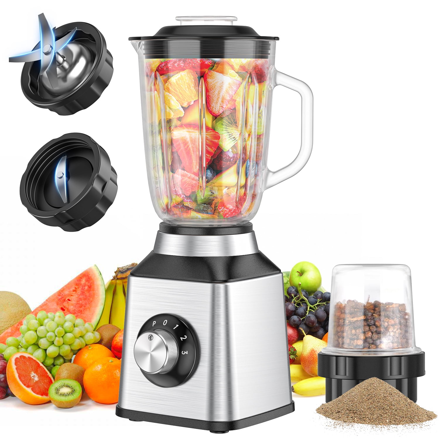 Blender for Shakes and Smoothies, 850W Personal Blender Smoothie Maker, 17  Pieces Countertop Blenders for Kitchen with 6-Edge Blade, Smoothie Blender