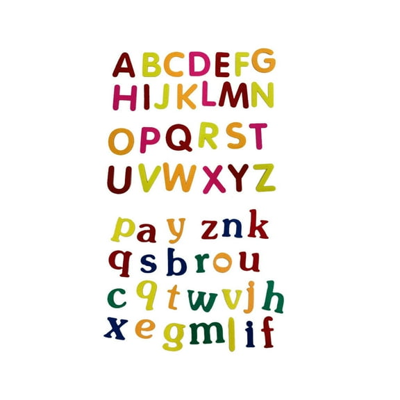 52pcs/2 Set Felt English Letters Sticker Patch Adhesive Embroidered Non-woven Sewing Sticker Clothes Dress Hat Jeans DIY Accessory (Capital, Lower Case Style)