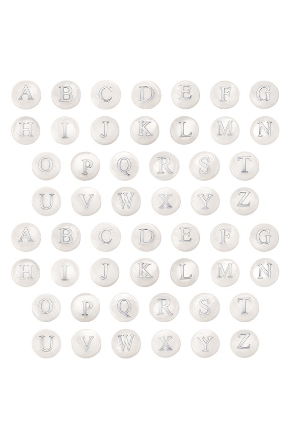 52pcs A-Z Alphabet Beads 8mm Natural Freshwater Shell Beads Seashell Letters Bead Flat Name Bead with Letter Initial DIY