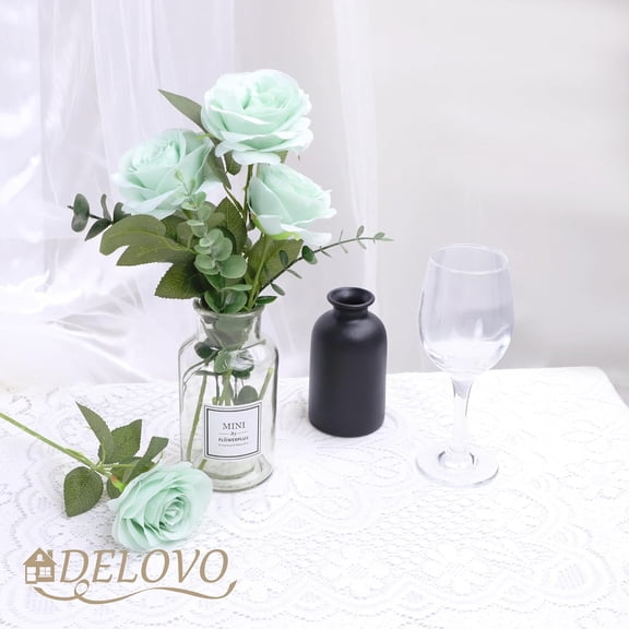 52pcs Sage Green Roses Artificial Flowers Silk Roses with Stems for Wedding Bouquets Bridal Shower Centerpieces Arrangements Party Decorations