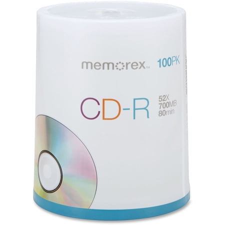 Memorex™ CD-R Recordable Media Spindle, 700MB/80 Minutes, Pack Of 100