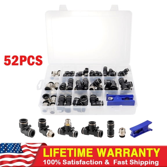 52x Quick Connect Air Hose Fitting Kit 1/4" 3/8" 1/2" Push To Connect Air Fit