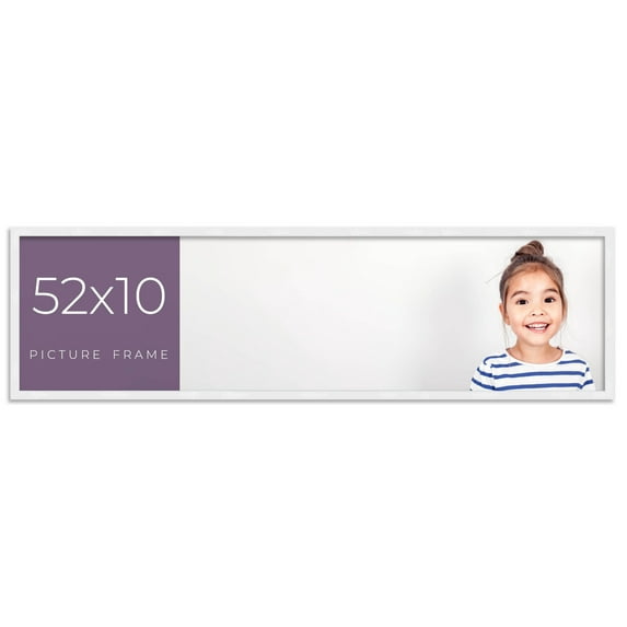52x10 Frame White Real Wood Picture Frame Width 0.75 inches | Interior Frame Depth 0.5 inches |