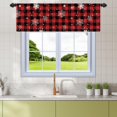 thumbnail image 1 of 52x18 Inch Red and Black Buffalo Plaid Kitchen Valances for Windows Snowflakes Pattern Christmas Valance Ambiance Window Treatment Gingham Window Curtains Rv Camper Bathroom Drapes, 1 of 6