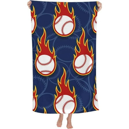 52x32IN Baseball Beach Towel Bath Towel Oversized for Men Women Sand Free Beach Towel Quick Dry Absorbent Towel for Travel Pool Yoga Gym Sport