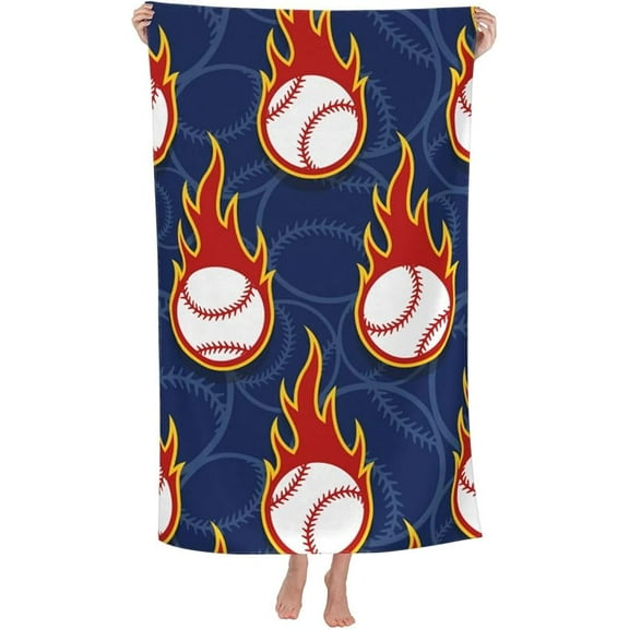 52x32IN Baseball Beach Towel Bath Towel Oversized for Men Women Sand Free Beach Towel Quick Dry Absorbent Towel for Travel Pool Yoga Gym Sport