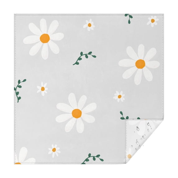 52x52in(132x132cm) Square Tablecloth, Waterproof Polyester Table Cover, Wrinkle Resistant & Washable Fabric for Dining, Kitchen, Picnic, Daisy Flowers Print