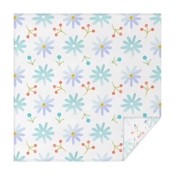 52x52in(132x132cm) Square Tablecloth, Waterproof Polyester Table Cover, Wrinkle Resistant & Washable Fabric for Dining, Kitchen, Picnic, Daisy Flowers Print