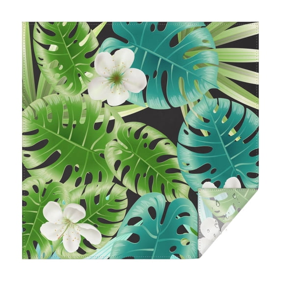 52x52in(132x132cm) Square Tablecloth, Waterproof Polyester Table Cover, Wrinkle Resistant & Washable Fabric for Dining, Kitchen, Picnic, Tropical Leaf Print