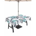 thumbnail image 1 of 52x70 Inch Outdoor Tablecloth with Umbrella Hole Zipper Rectangle Aqua Rose Rectangular Tablecloths Outside Waterproof Rustic Romantic Botanical Floral Vines Art Patio Table Cover for Picnic Party, 1 of 8