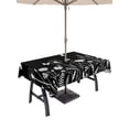 thumbnail image 1 of 52x70 Inch Outdoor Tablecloth with Umbrella Hole Zipper Rectangle Black White Wildflowers Rectangular Tablecloths Outside Waterproof Farmhouse Dandelions Botanical Patio Table Cloth Cover for Picnic, 1 of 8