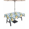 thumbnail image 1 of 52x70 Inch Outdoor Tablecloth with Umbrella Hole Zipper Rectangle Blue Flowers Rectangular Tablecloths Outside Waterproof Yellow Lemons Summer Fruit Pastoral Patio Table Cloth Cover for Picnic Party, 1 of 8