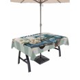 thumbnail image 1 of 52x70 Inch Outdoor Tablecloth with Umbrella Hole Zipper Rectangle Blue Truck Spring Floral Rectangular Tablecloths Outside Waterproof Teal Plaid Butterflies Vintage Patio Table Cover for Picnic Party, 1 of 8