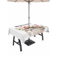 thumbnail image 1 of 52x70 Inch Outdoor Tablecloth with Umbrella Hole Zipper Rectangle Cat Flower Rectangular Tablecloths Outside Waterproof Spring Cute Idyllic Animal Garland Floral Patio Table Cover for Picnic Party, 1 of 8
