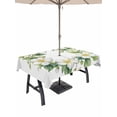 thumbnail image 1 of 52x70 Inch Outdoor Tablecloth with Umbrella Hole Zipper Rectangle Green White Botanical Rectangular Tablecloths Outside Waterproof Summer Spring Floral Patio Table Cloth Cover for Picnic Party, 1 of 8