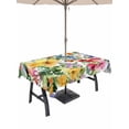 thumbnail image 1 of 52x70 Inch Outdoor Tablecloth with Umbrella Hole Zipper Rectangle Green Yellow Floral Rectangular Tablecloths Outside Waterproof Purple Blue Watercolor Retro Leaf Patio Table Cover for Picnic Party, 1 of 8
