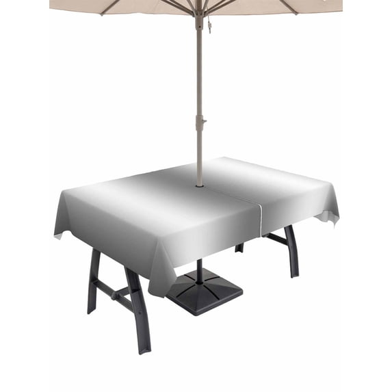 52x70 Inch Outdoor Tablecloth with Umbrella Hole Zipper Rectangle Grey White Rectangular Tablecloths Outside Waterproof Gray Farmhouse Modern Rustic Patio Table Cloth Cover for Picnic Party