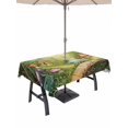 thumbnail image 1 of 52x70 Inch Outdoor Tablecloth with Umbrella Hole Zipper Rectangle Mushroom Forest Rectangular Tablecloths Outside Waterproof Green Fantasy Cottage Vintage Plant Lake Patio Table Cover for Picnic, 1 of 8