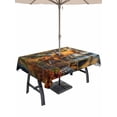 thumbnail image 1 of 52x70 Inch Outdoor Tablecloth with Umbrella Hole Zipper Rectangle Orange Autumn Deer Rectangular Tablecloths Outside Waterproof Forest Vintage Elk Patio Table Cloth Cover for Picnic Party, 1 of 8